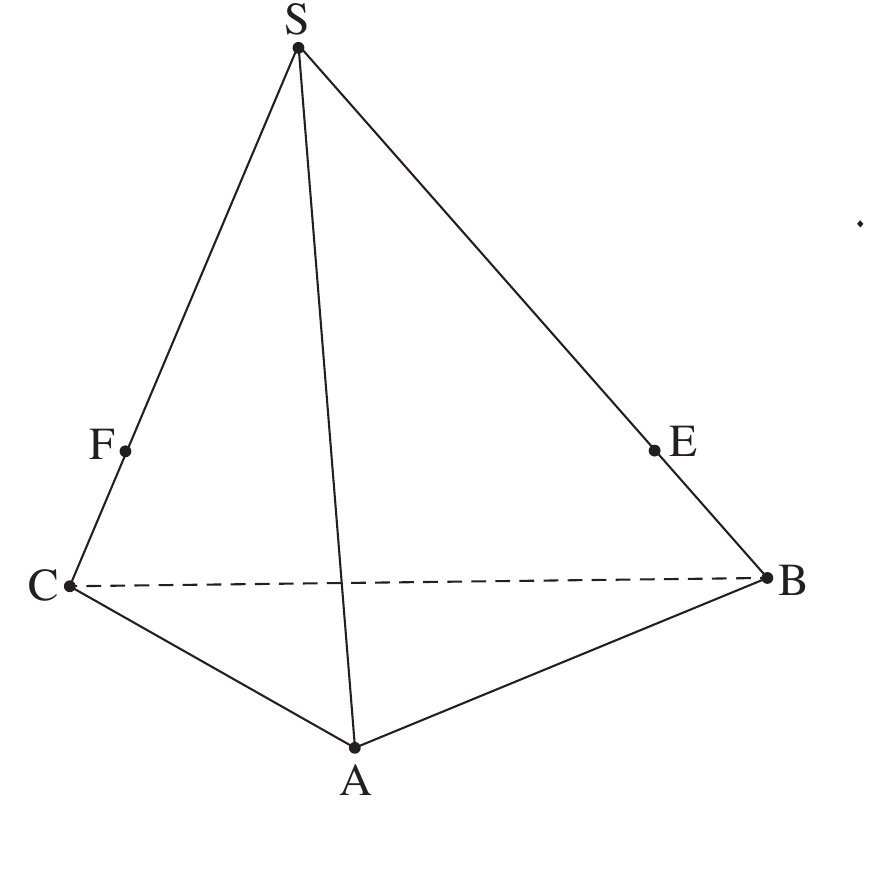 פירמידה ABCS עם נקודות E, F