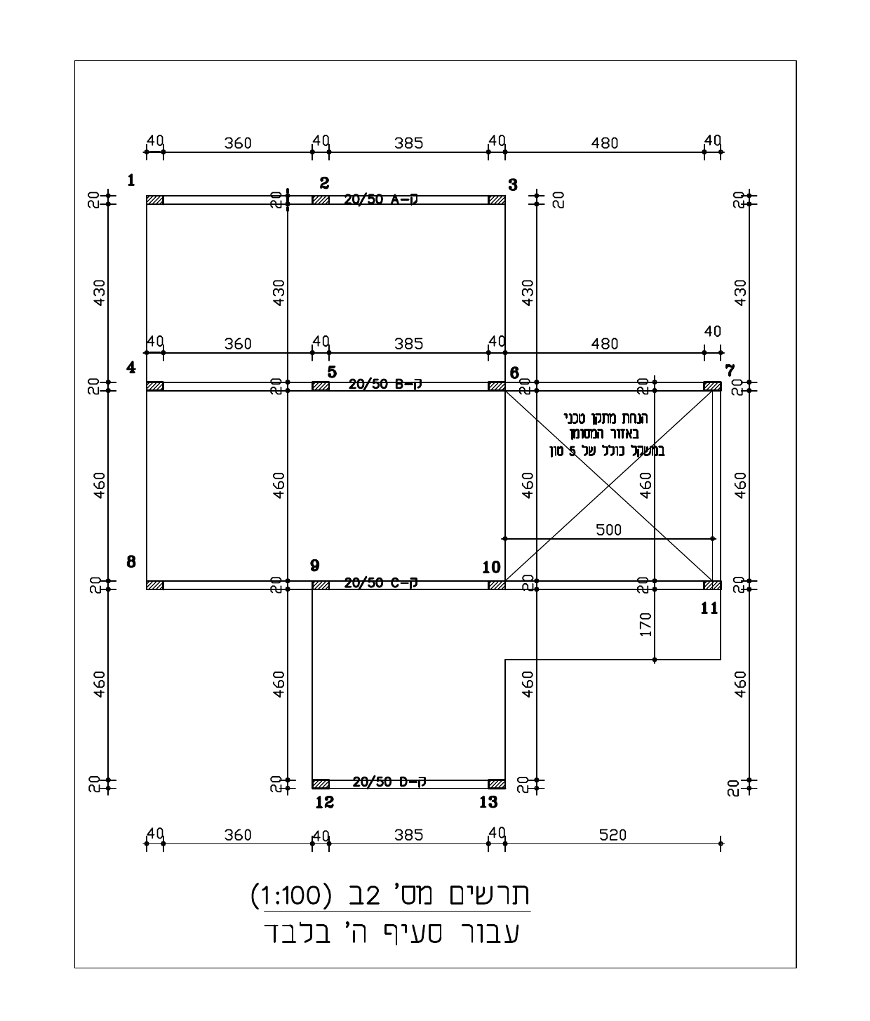 תרשים 2ב – עבור סעיף ה' בלבד (1:100)