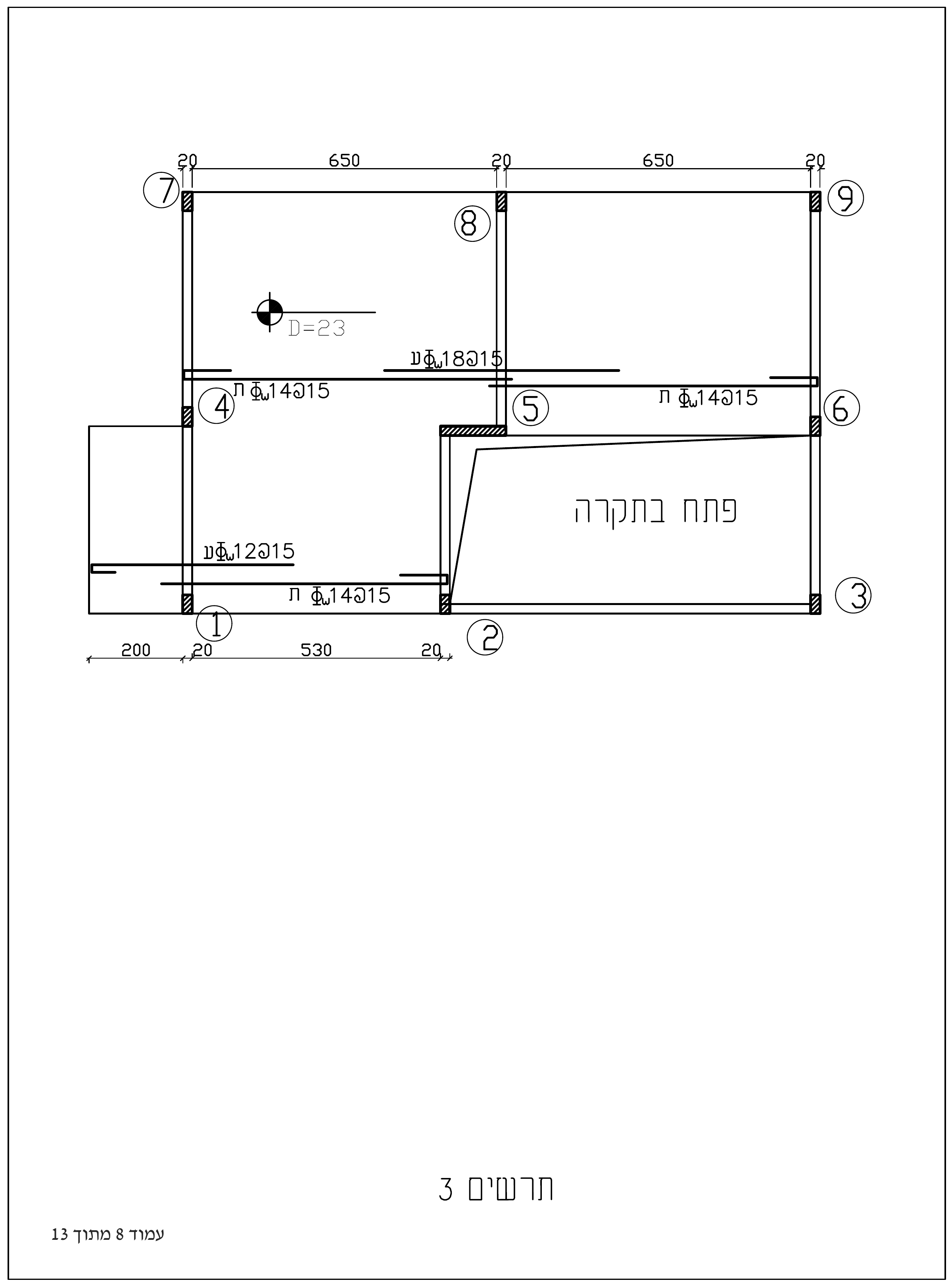 תרשים 3 — התכנית עם סימוני הזיון