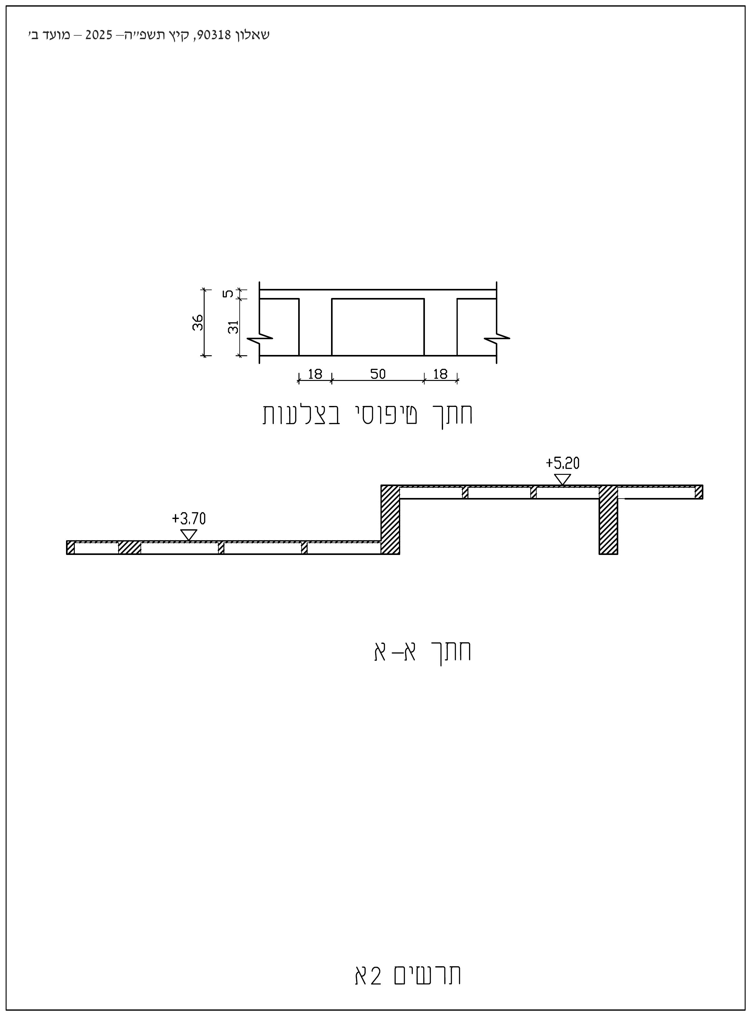 תרשים 2א — חתך טיפוסי בצלעות וחתך א-א