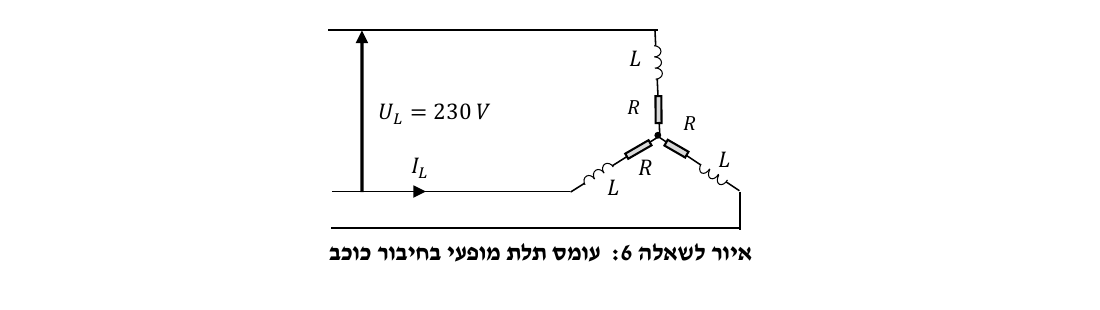 איור לשאלה 6: עומס תלת מופעי מחובר בחיבור כוכב